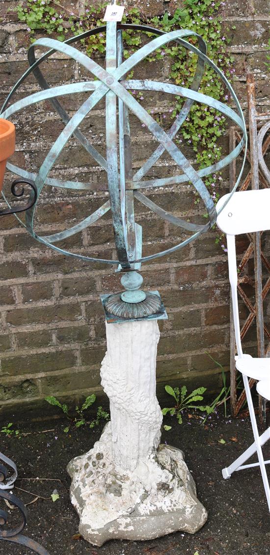 Armillary sphere on stone stand